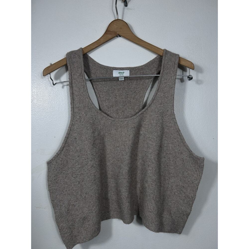 Aerie Cropped Sleeveless Sweater Tank Top Women’s Size XXL Oatmeal Color